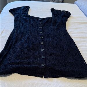 Abercrombie & Fitch Black Lace Button-Down Mini Dress